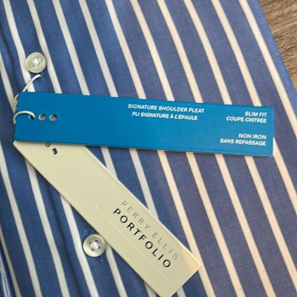 Perry Ellis Non Iron Dress Shirt-BLUE-16 34/35 - Picture 4 of 4